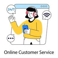 A colored design illustration of online customer service vector