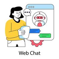 A colored design illustration of robotic chat vector