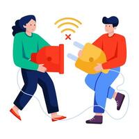 Conceptual flat design illustration of plugin vector