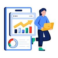 A flat design illustration of online data analytics vector