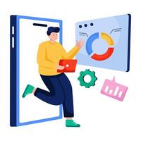 A flat design illustration of mobile data presentation vector