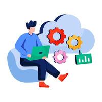 Conceptual flat design illustration of cloud setting vector