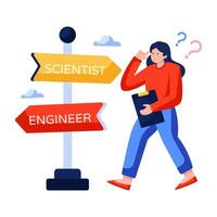 Conceptual flat design illustration of choose profession vector