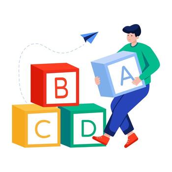 editable plano diseño de a B C bloques vector