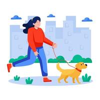 Modern design illustration of dog walking vector