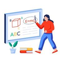 A flat design illustration of physics class vector