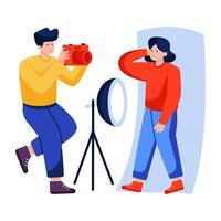 Editable illustration of taking picture vector