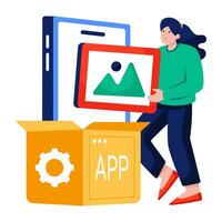 Unique design illustration of mobile app vector