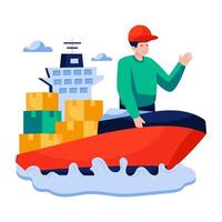 Premium download illustration of cargo boat vector