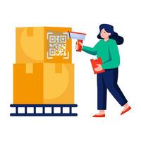 Flat illustration of barcode scan vector