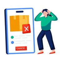 A unique design illustration of mobile order cancel vector