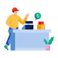 Trendy design illustration of checkout counter vector