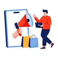 A unique design illustration of mobile shopping promotion vector
