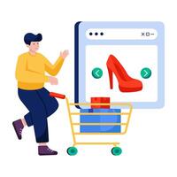 Conceptual flat design illustration of buy heel online vector