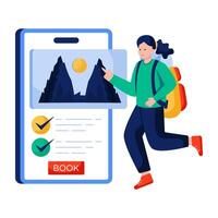 A flat design illustration of mobile booking vector