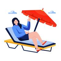 A colored design illustration of taking sunbath vector
