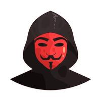 hacker wearing anonymous mask illustration vector
