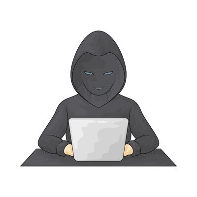 hacker is operating a laptop
