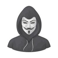 illustration of hacker wearing anonymous mask vector