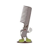 Mascot Character of Funny Comb with Big Eyes and Boots in Cartoon Illustration Style vector