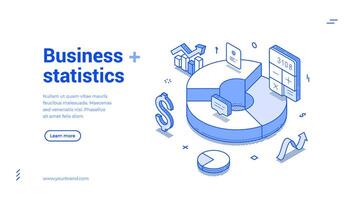 Business financial statistic money control analyzing web banner isometric illustration vector