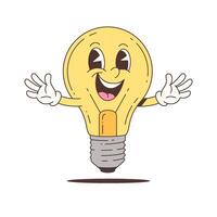 Mascot Cartoon Lightbulb Character with Smiling Expression and Waving Hands Illustration vector