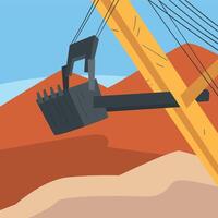 Mining Quarry with Extractive Machinery, Excavator Working at Opencast Mine, Metallurgical Industry Concept Illustration vector