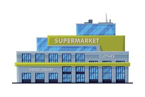Supermarket Building, Shopping Center, Urban Architecture Design Element Flat Illustration vector