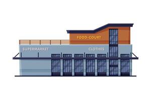Modern Retail Store, Shopping Center Building, Front View, Urban Architecture Design Element Flat Illustration vector
