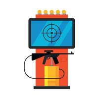 Retro Shooting Arcade Game Machine with Rifle, Gaming Machinery Illustration vector