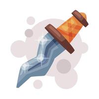 Medieval Dagger, Occult Magic Object for Mystic Ritual Cartoon Style on White Background vector
