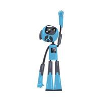 Friendly Robot Looking Up Raising its Hand, Cute Personal Robotic Assistant Character, Artificial Intelligence Concept Cartoon Style Illustration vector