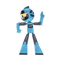 Friendly Robot Pointing with Fingers, Funny Personal Assistant Character, Artificial Intelligence Concept Cartoon Style Illustration vector