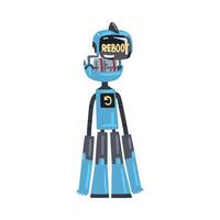 Friendly Robot Rebooting, Cute Personal Robotic Assistant Character, Artificial Intelligence Concept Cartoon Style Illustration vector