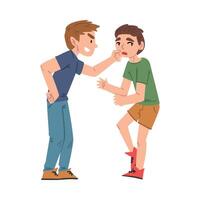 Bully Boy Mocking, Laughing and Attacking Weaker, Mockery and Bullying at School Concept Cartoon Style Illustration vector