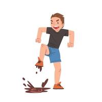 Bully Boy Character Jumping into Puddle Cartoon Style Illustration on White Background vector