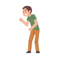 Mocking Bully Boy Character, Hoodlum Child Pointing with his Finger, Bad Child Behavior Cartoon Style Illustration vector