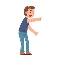 Bully Boy Character Mocking at Someone, Hoodlum Child Pointing with his Finger, Bad Child Behavior Cartoon Style Illustration vector