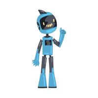 Friendly Robot Pointing with Forefinger, Cute Personal Robotic Assistant Character, Artificial Intelligence Concept Cartoon Style Illustration vector
