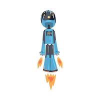 Robot Launch, Funny Robotic Assistant Character, Artificial Intelligence Concept Cartoon Style Illustration vector