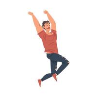 Shocked Guy Jumping in Fear, Terrified, Scared, Man with Fear Expression on His Face Cartoon Style Illustration vector