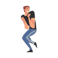 Man Afraid of Something with Fear Expression on His Face, Terrified, Scared, Shocked Guy Character Cartoon Style Illustration vector