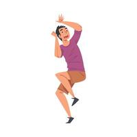 Man Afraid of Something, Terrified, Scared, Shocked Guy with Fear Expression on His Face Cartoon Style Illustration vector