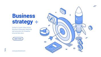 Success business strategy efficiency and productivity startup web banner isometric vector
