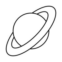 Saturn, black and white silhouette illustration of planet with ring isolated on white background vector