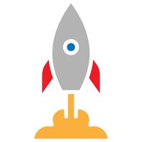 Rocket flat icon. colorful rocket on white background. Cartoon style. vector