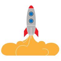Rocket launch icon. Flat illustration of rocket launch icon for web vector