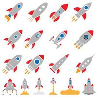 Rocket icons set. Flat illustration of 9 rocket icons for web vector