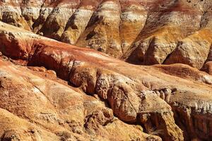 Natural texture of sandstone in colorfull Mars in Altai Mountains, place named Mars 1 in Altai Republic, Russia photo