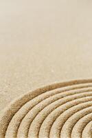 Pattern in Japanese Zen Garden with close up concentric circles on sand Aesthetic minimal photo